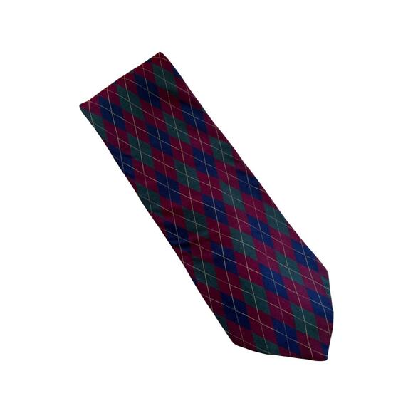 Vintage Brooks Brothers 346 90s Silk Necktie Argyle - Picture 2 of 4